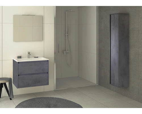 Badkamermeubelset Porto 120 Cm 4 Laden Kunststeen Wastafel Incl. Spiegel Met Verlichting Beton Antraciet - Afbeelding 5