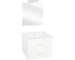 Differnz Badkamermeubelset Luka 60 Cm Incl. Spiegel Met Verlichting Wit Hoogglans