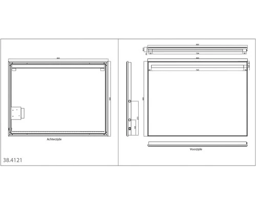 LED Lichtspiegel Dimbaar Amber 80x60 Cm Anti-condens - Afbeelding 3